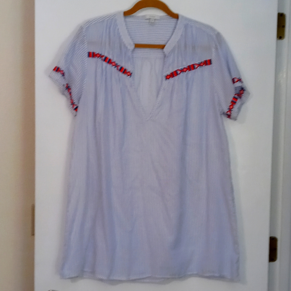 J.Crew Tunic Top Blouse with Embroidery Sz XL